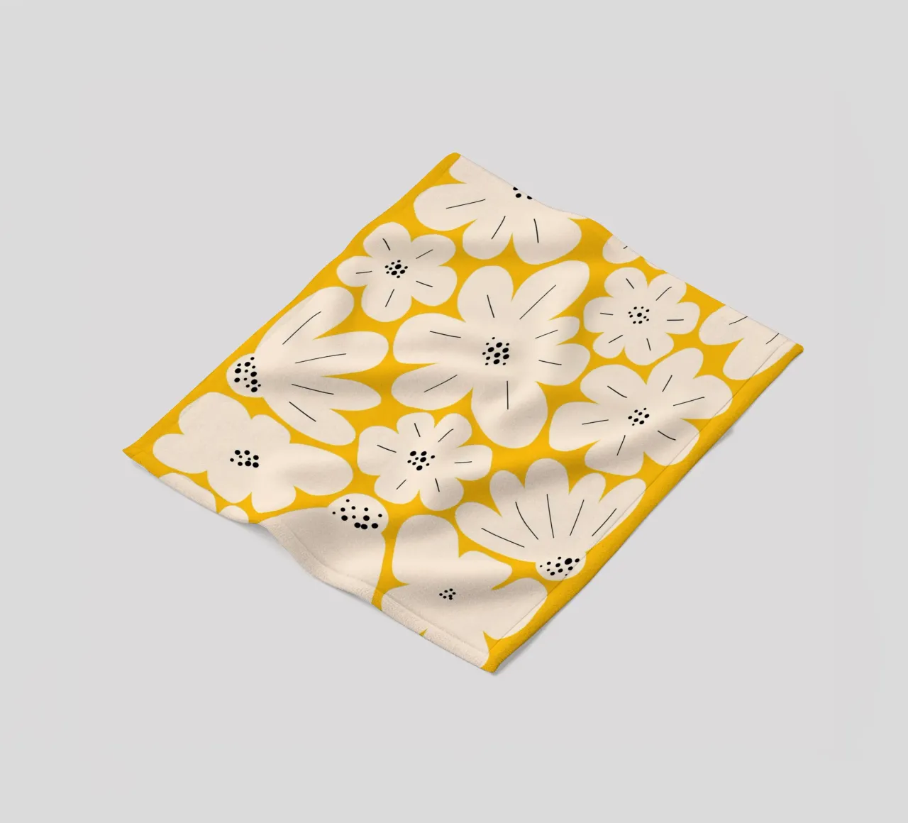 Bold abstract floral art, Yellow fleece blanket by pdigitalprints