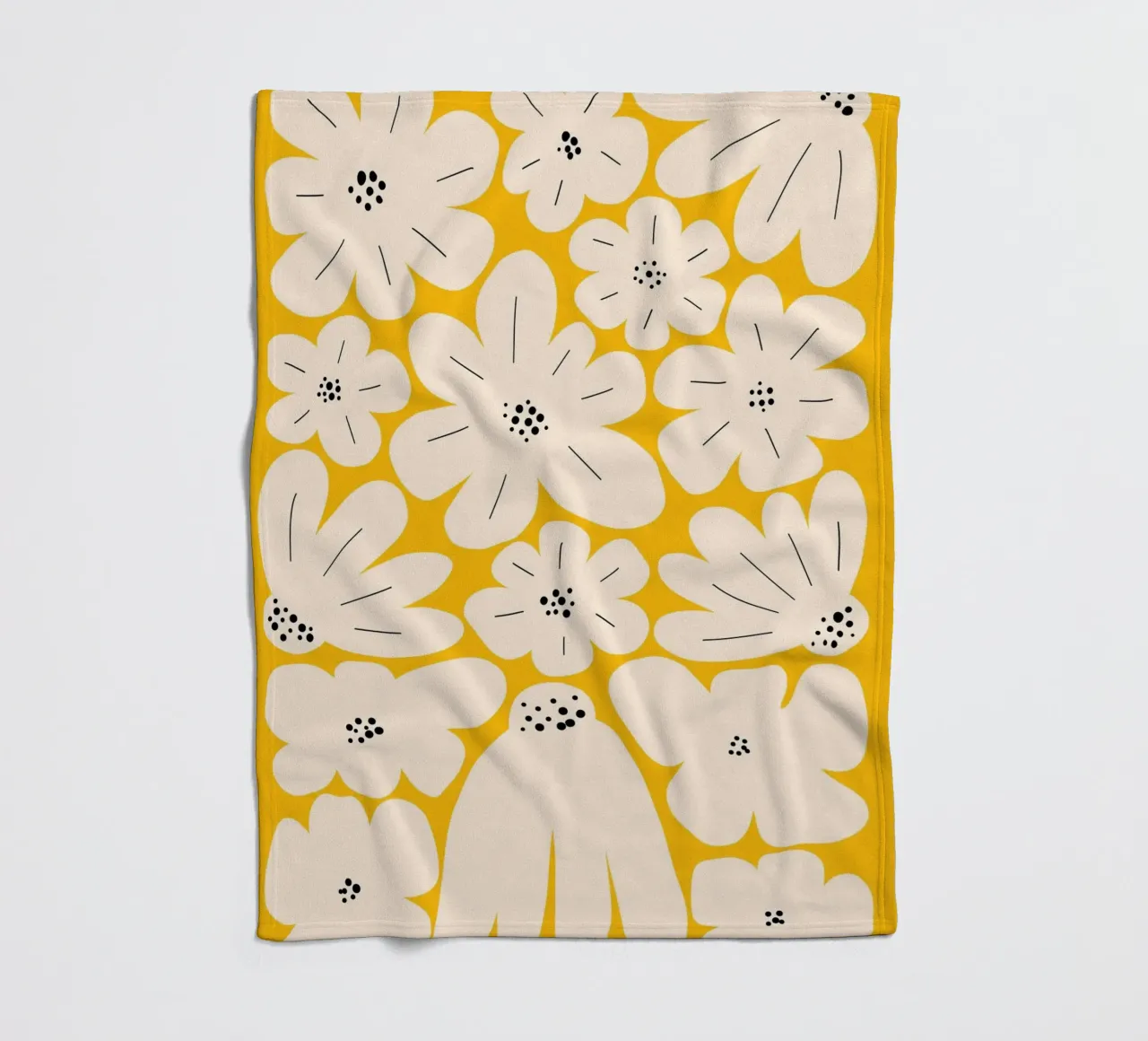 Bold abstract floral art, Yellow fleece blanket by pdigitalprints