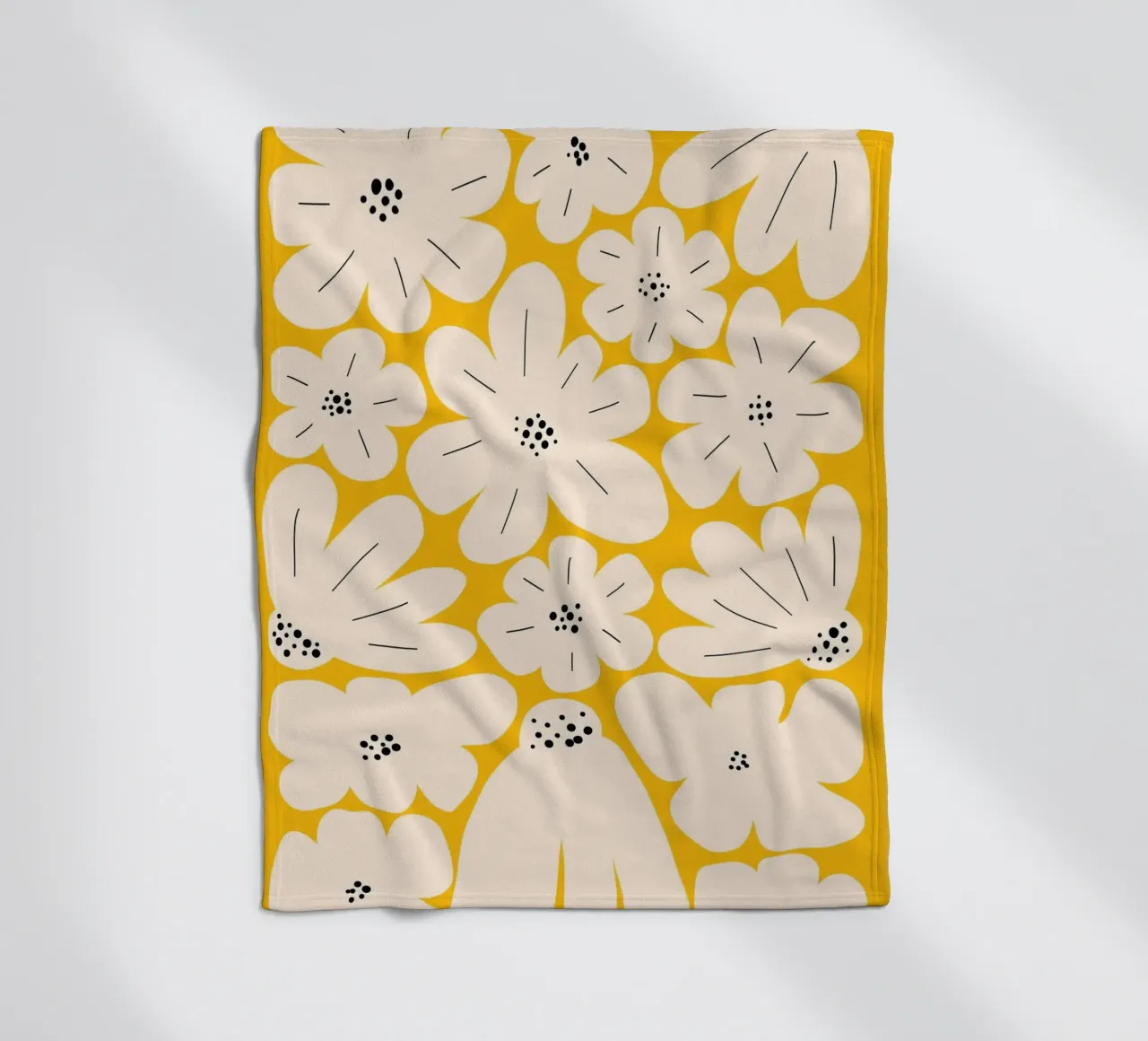 Bold abstract floral art, Yellow fleece blanket by pdigitalprints