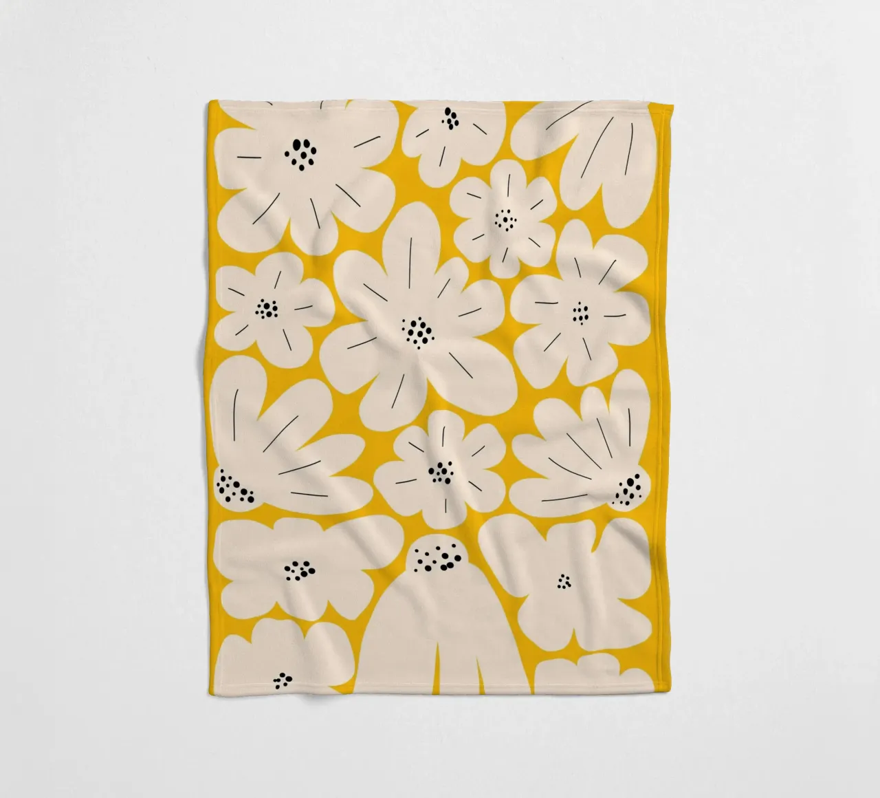 Bold abstract floral art, Yellow fleece blanket by pdigitalprints