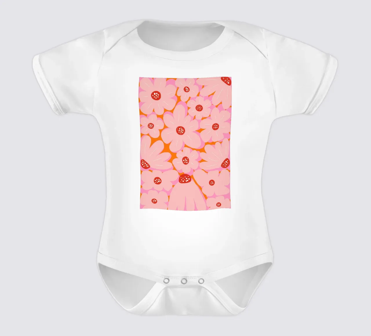 Abstracte bloemsierkunst, Dopaminekleuren babyrompertje korte mouwen van pdigitalprints