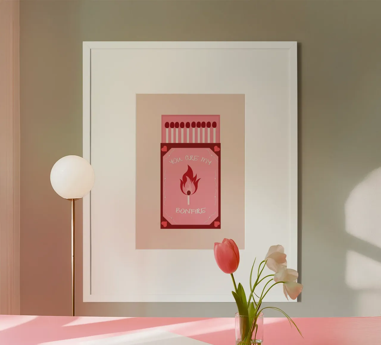 Eres mi hoguera, San Valentín, Retro match poster con marco de madera de pdigitalprints