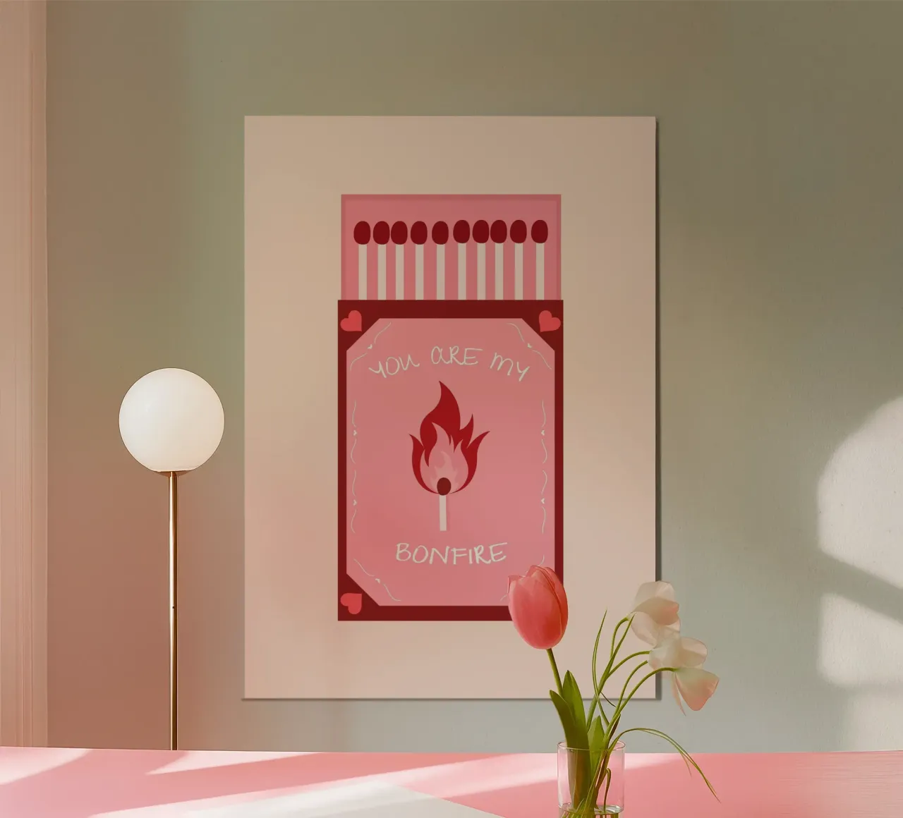 Eres mi hoguera, San Valentín, Retro match poster con marco de madera de pdigitalprints