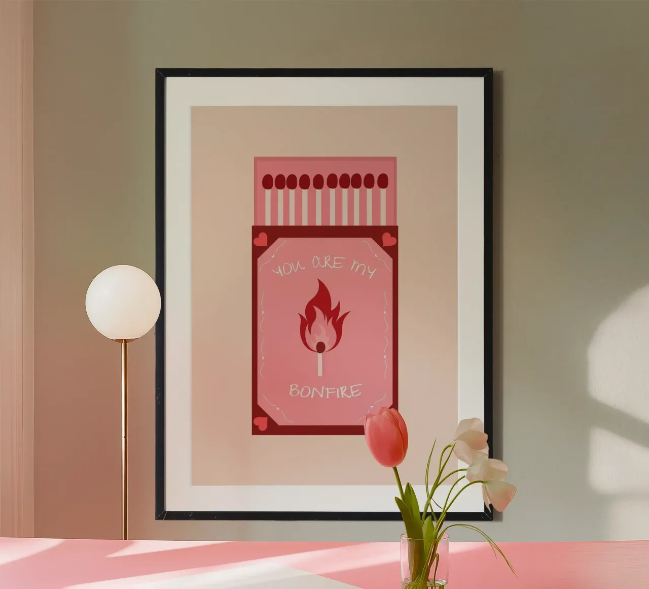Eres mi hoguera, San Valentín, Retro match poster con marco de madera de pdigitalprints