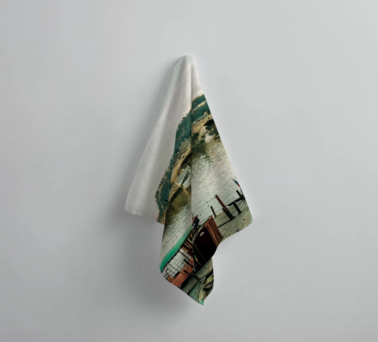 Prague, Charles Bridge - Sunset on the Vltava River towel by Bold and Retro