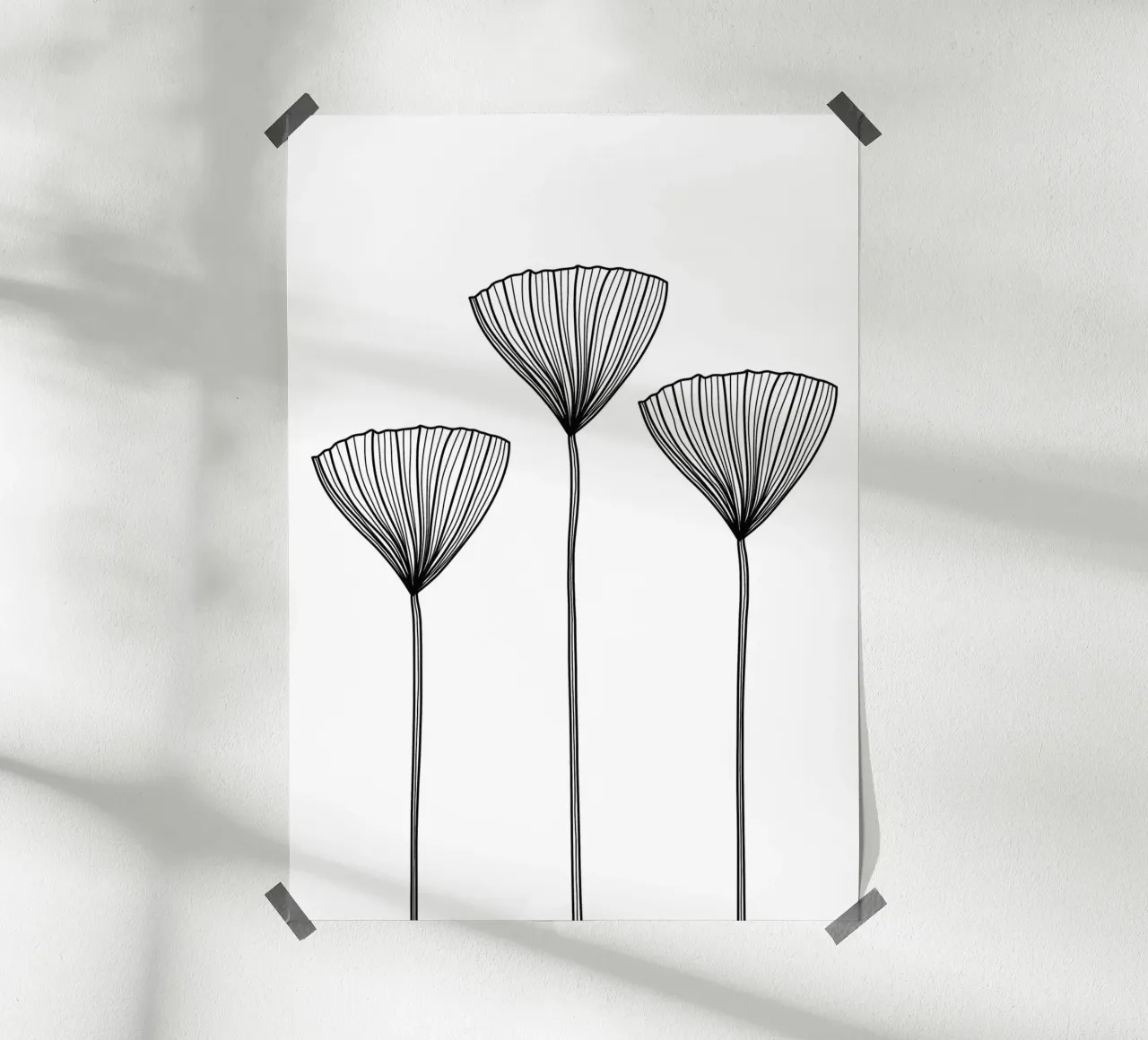 Drei Wildblumen - Linienzeichnung poster da BAINAI