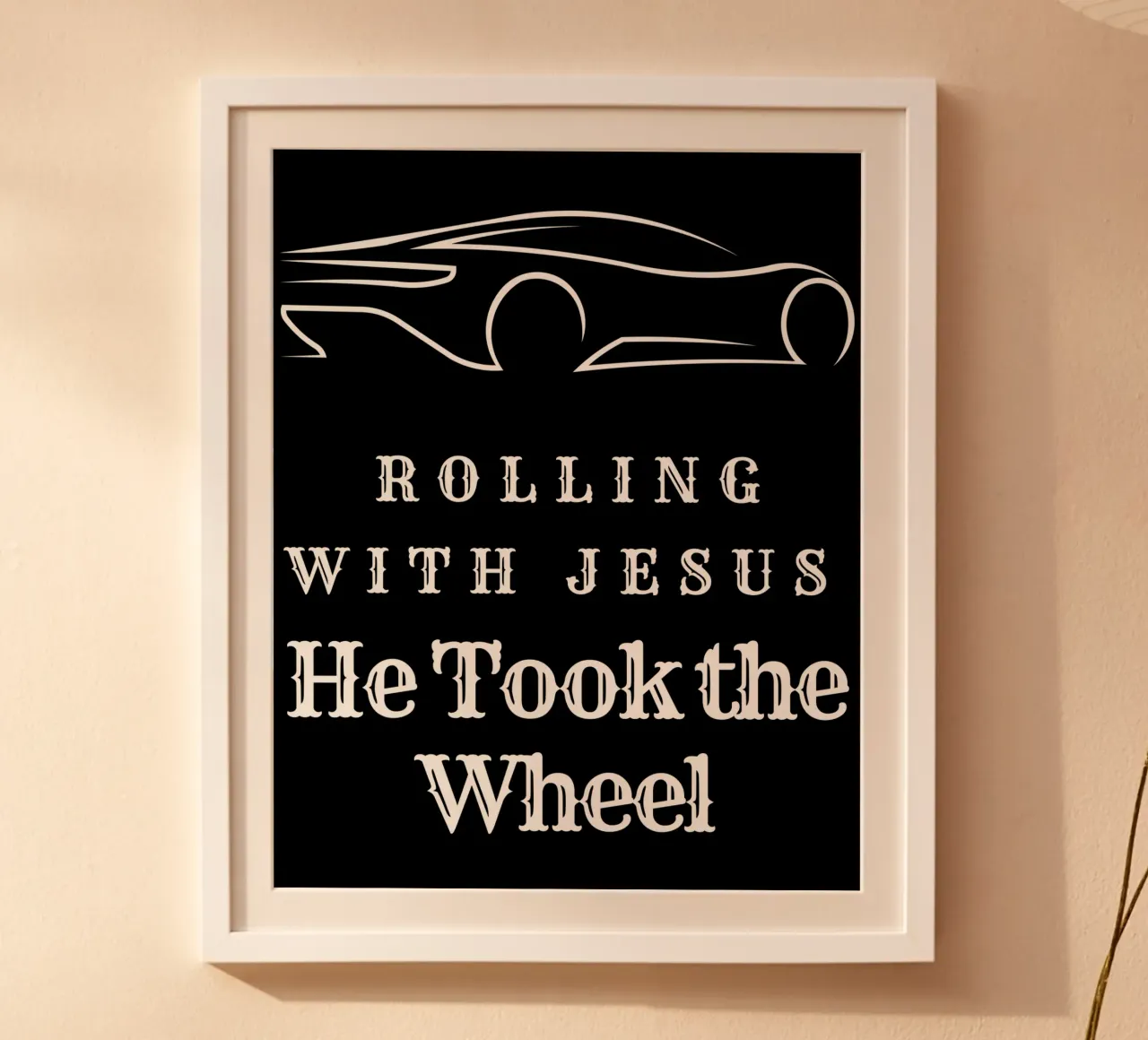 Rolling with Jesus Tee, Christliche Kleidung Unisex Glaube Merch Poster mit Kunststoffrahmen von Lionandlamb