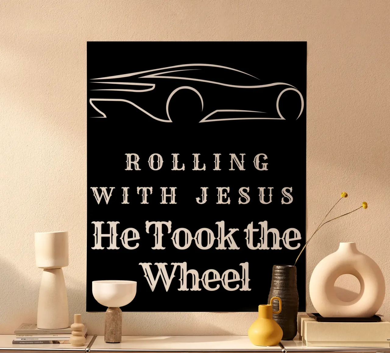 Rolling with Jesus Tee, Christliche Kleidung Unisex Glaube Merch Poster mit Kunststoffrahmen von Lionandlamb