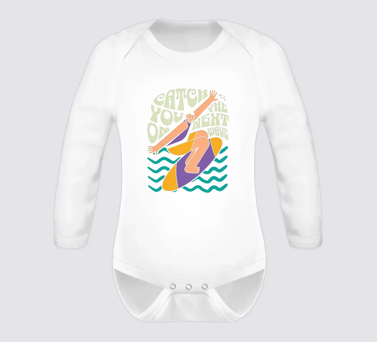 Catch you on the next wave long-sleeve baby romper by Gunawan Rb