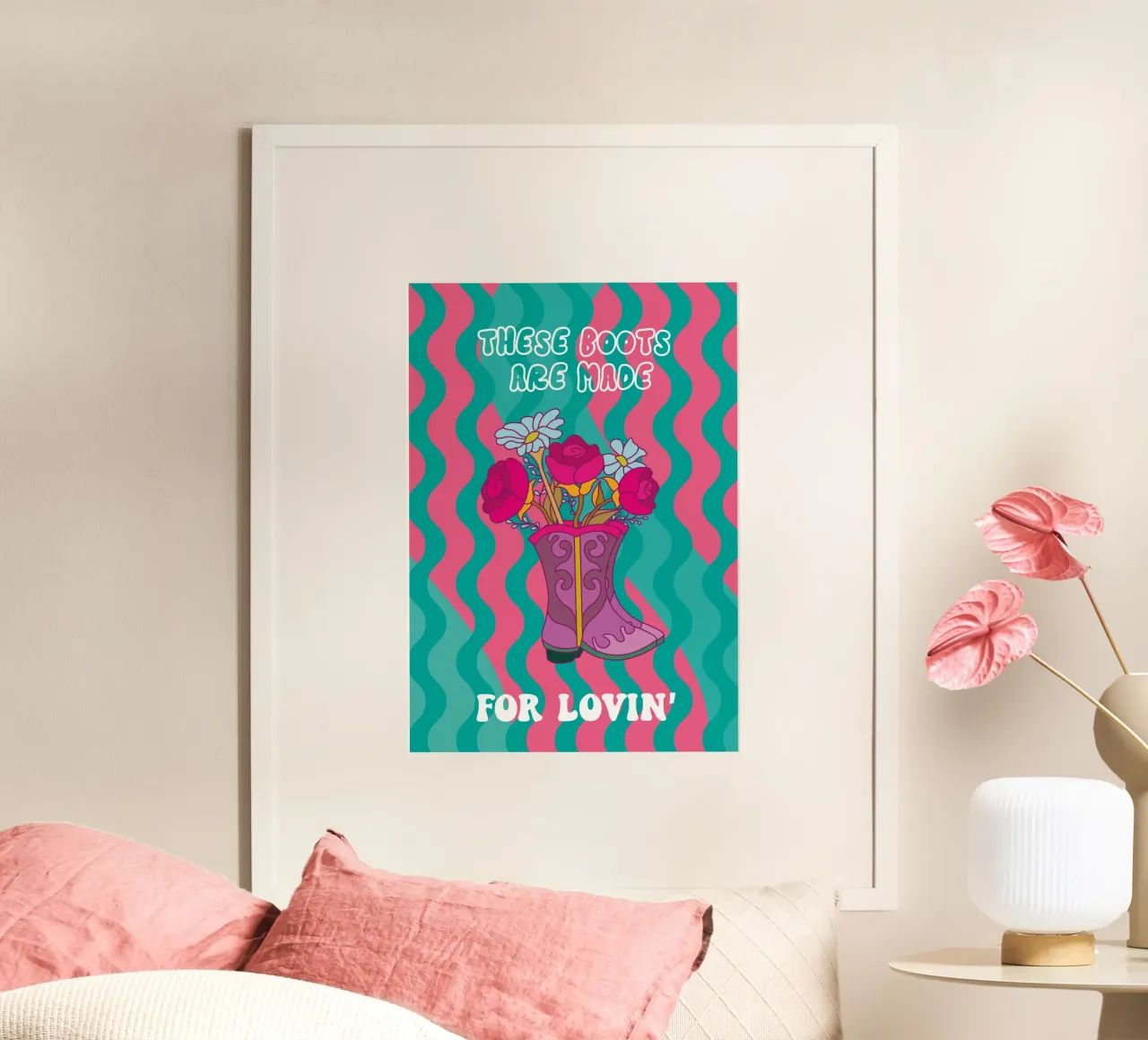 Botas Valentines Lovin poster con marco de plástico de Ana Paniagua Design
