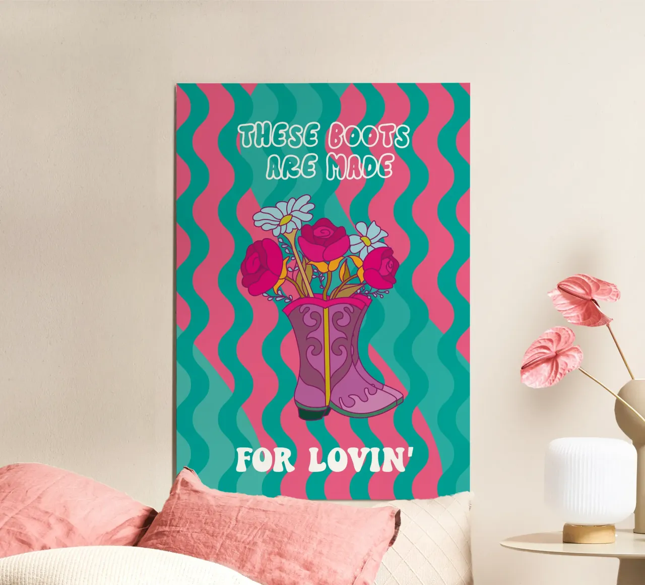 Botas Valentines Lovin poster con marco de plástico de Ana Paniagua Design