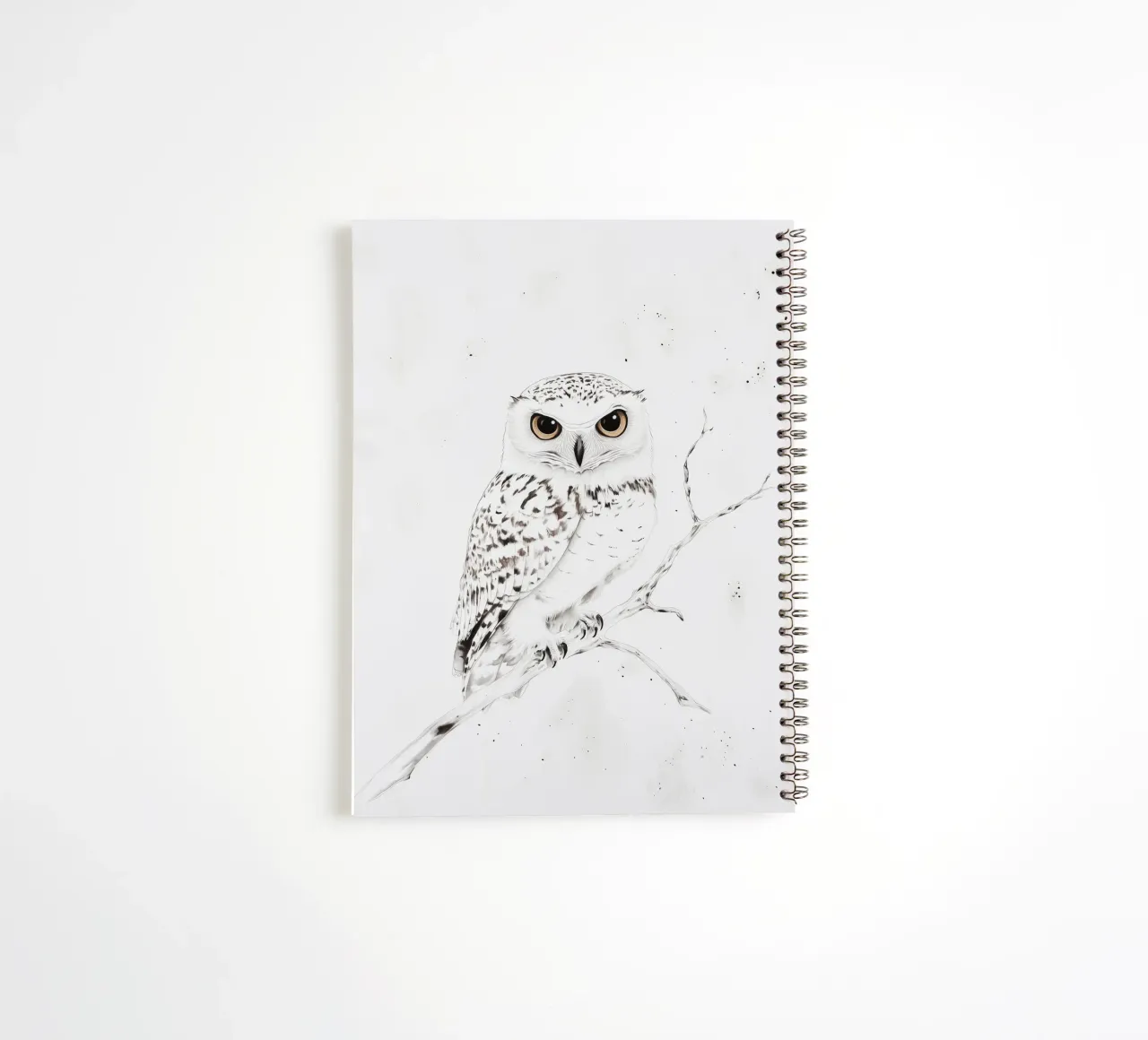Elegant white owl spiral notebook by Carinaprint