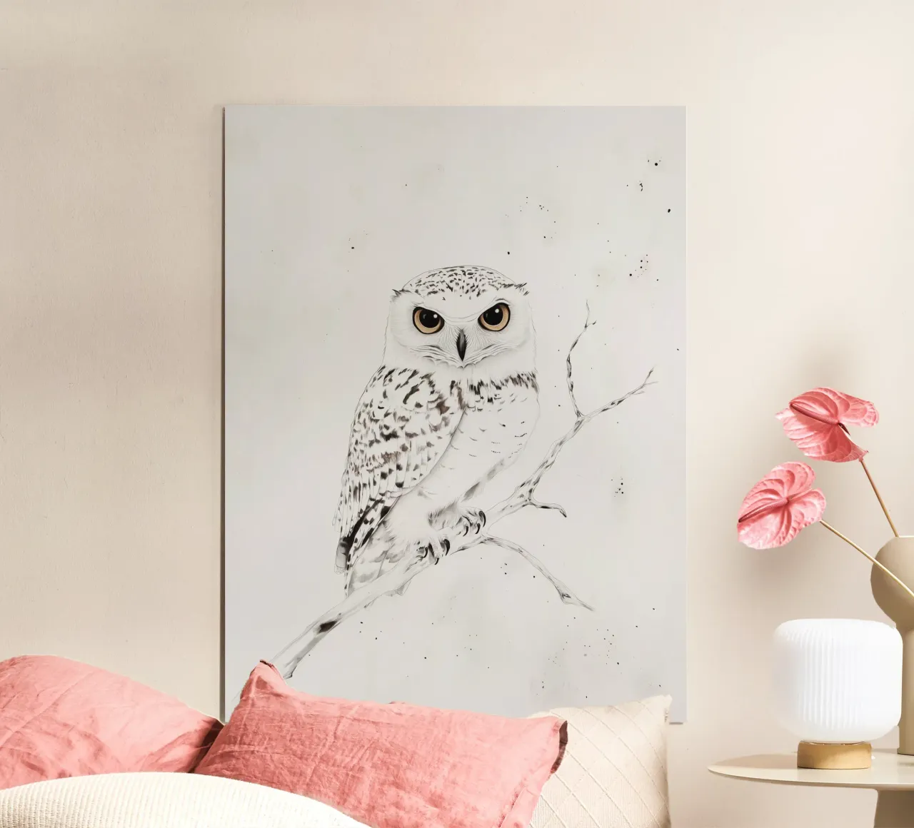 Elegante gufo bianco carta hahnemühle da Carinaprint
