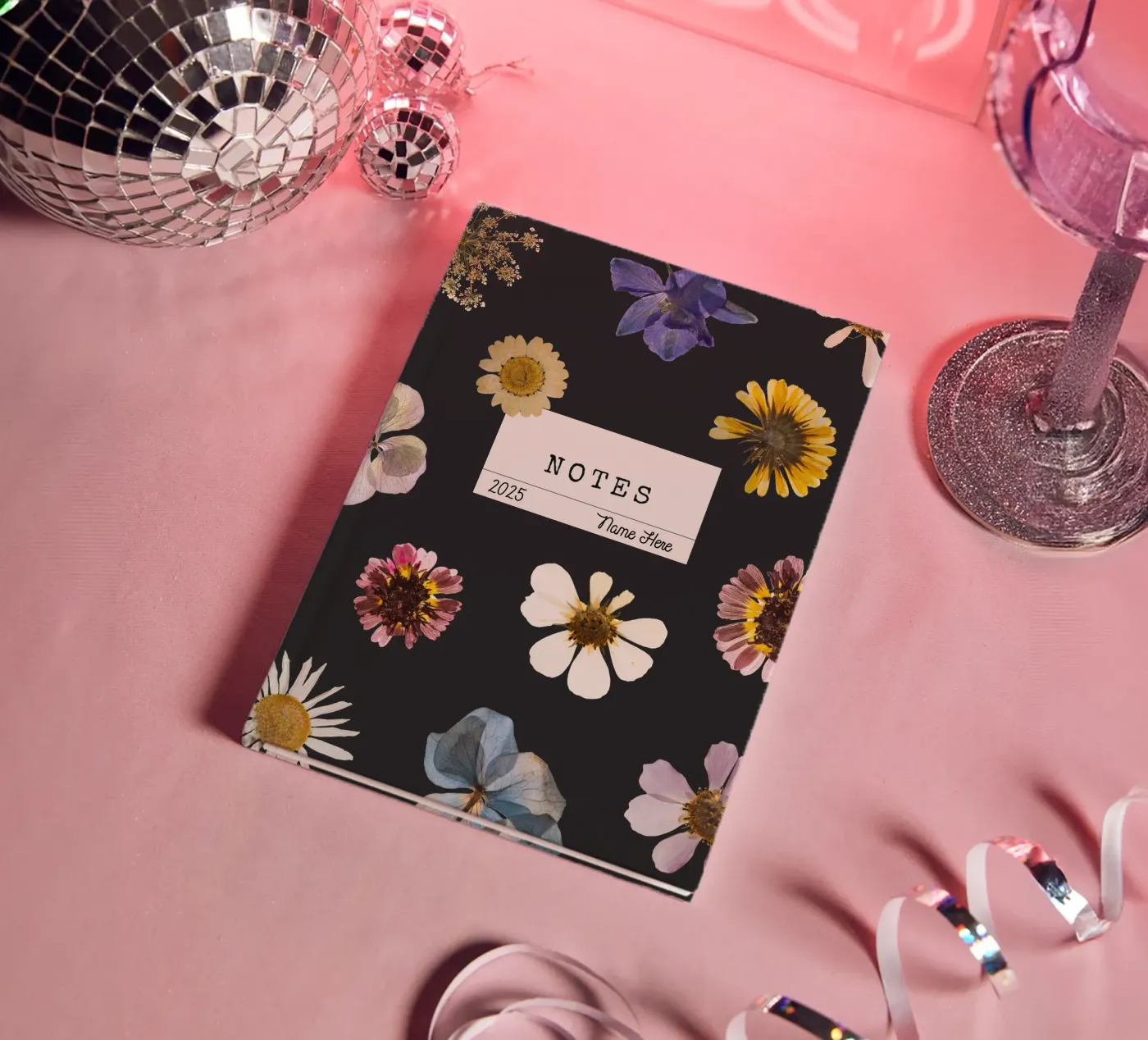 Fiori secchi, diario vintage, nome e anno personalizzati quaderno da Peaches Art Prints