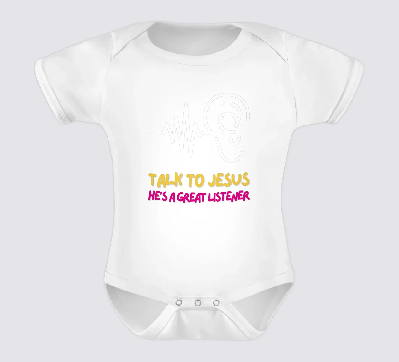 Talk to Jesus Tee, Christian apparel Unisex Faith based Merc short-sleeve baby romper by Lionandlamb