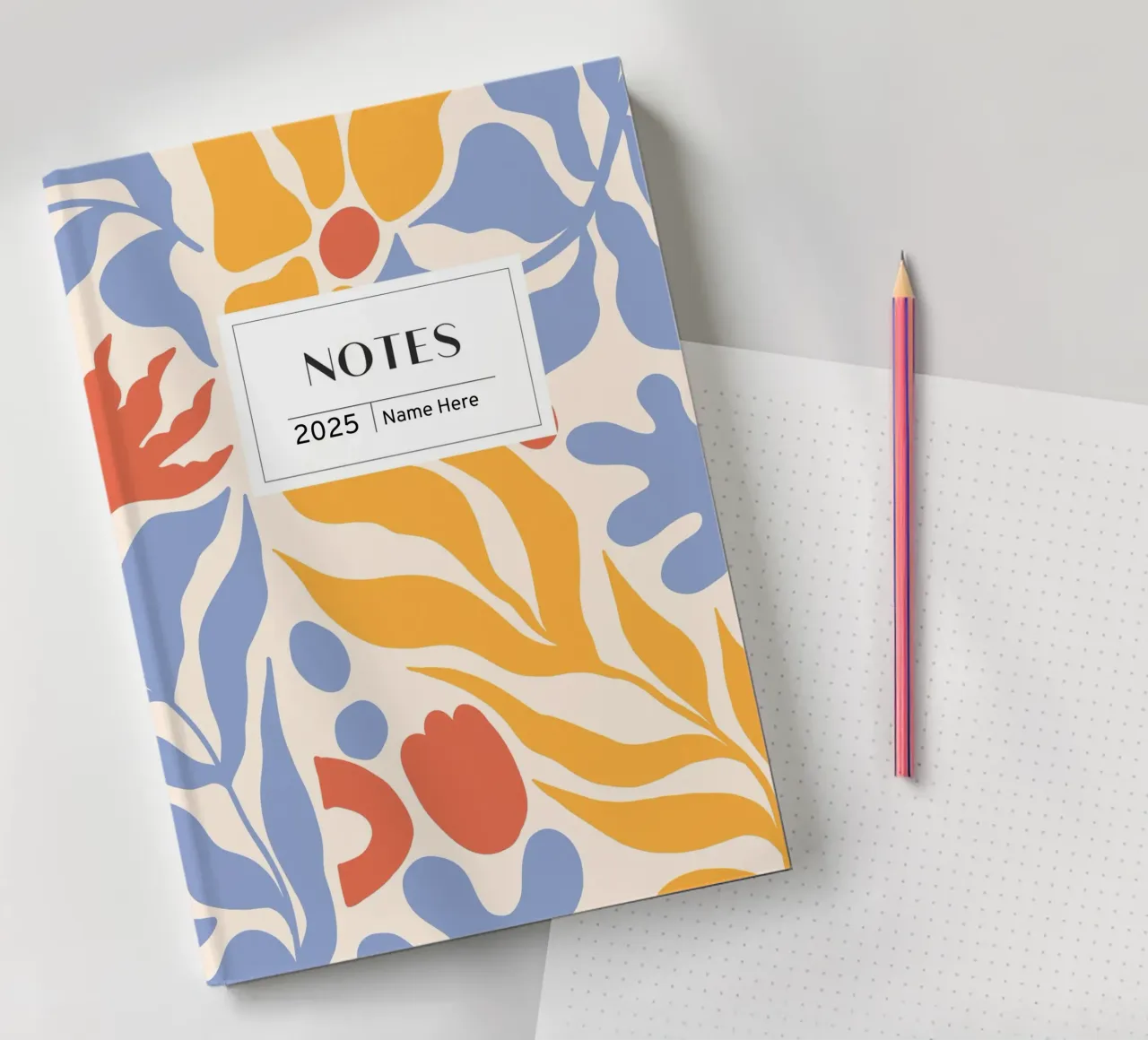 Journal floral, design scandinave, carnet annuel à nom personnalisé carnet de notes de Peaches Art Prints
