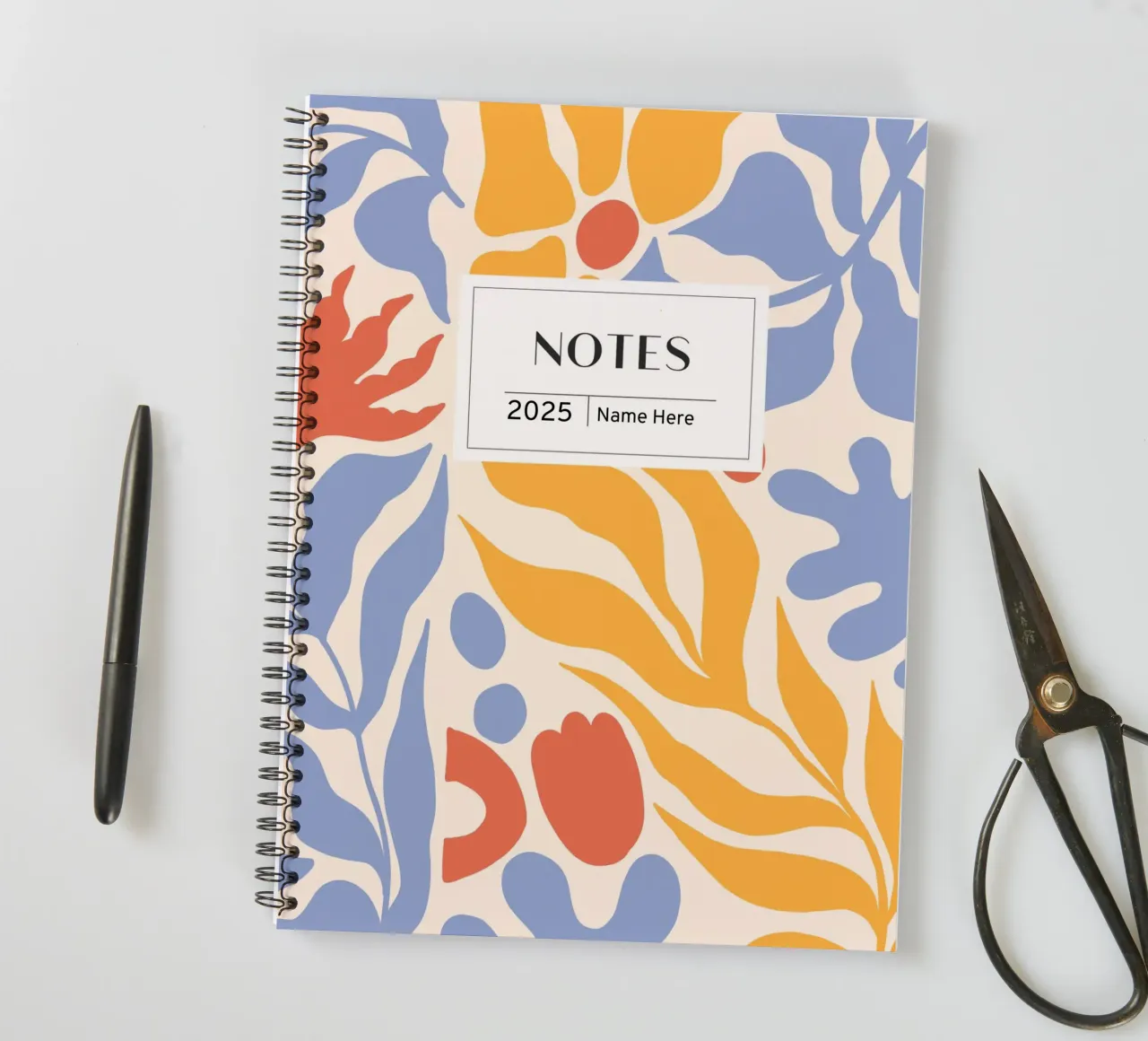 Diario floreale, design scandi, quaderno annuale con nome personalizzato diario ad anelli da Peaches Art Prints