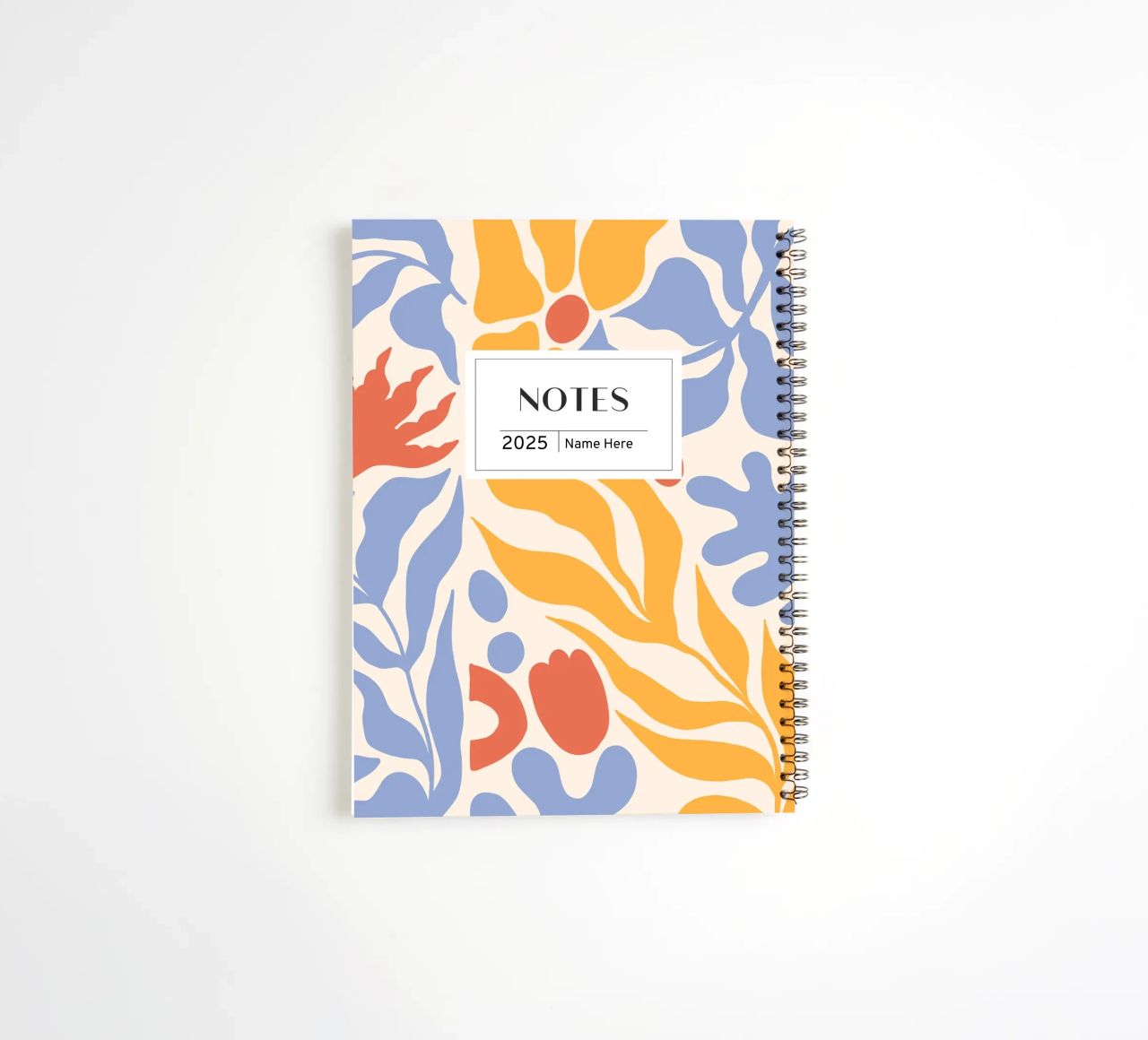 Dagboek met bloemen, Scandi Ontwerp, Jaarboek met eigen naam notitieboek met spiraal van Peaches Art Prints