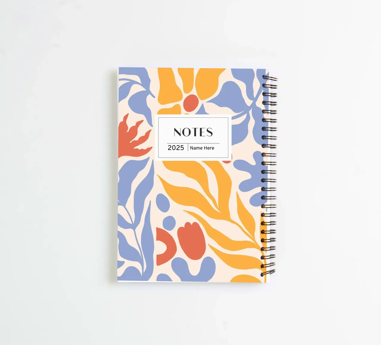 Diario floreale, design scandi, quaderno annuale con nome personalizzato diario ad anelli da Peaches Art Prints