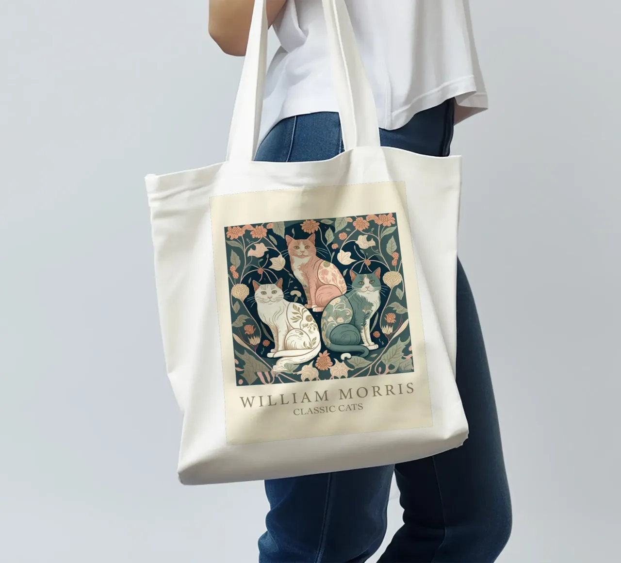 William Morris Gatti classici - Gatti a 3 colori borsa in juta da Peaches Art Prints