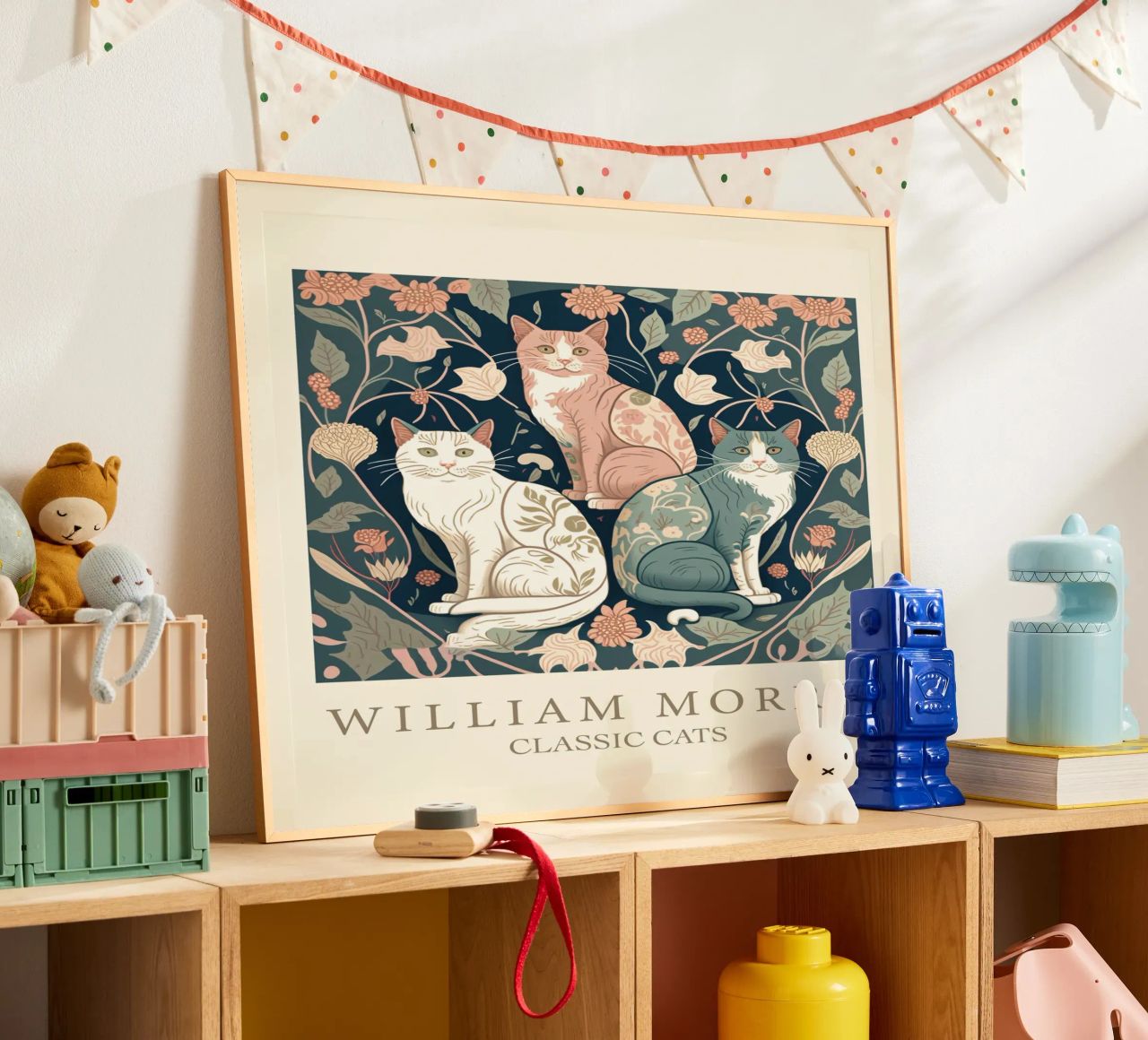 William Morris Classic Cats - 3 Farbkatzen Poster von Peaches Art Prints