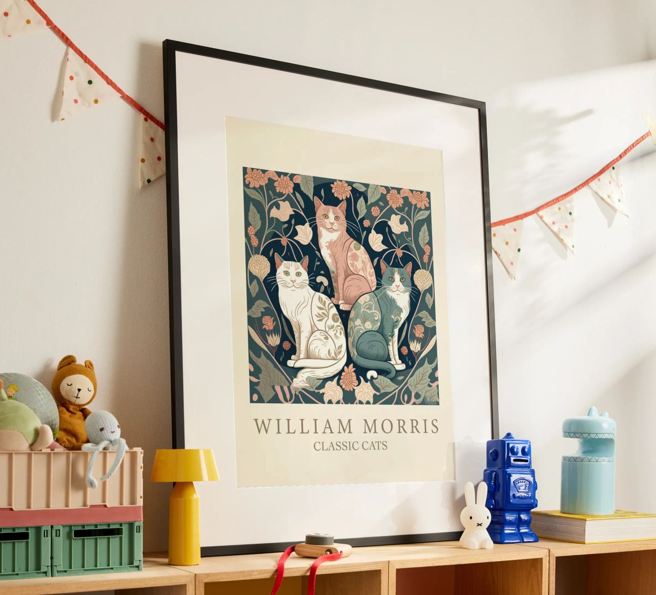 William Morris Classic Cats - 3 Farbkatzen Poster von Peaches Art Prints