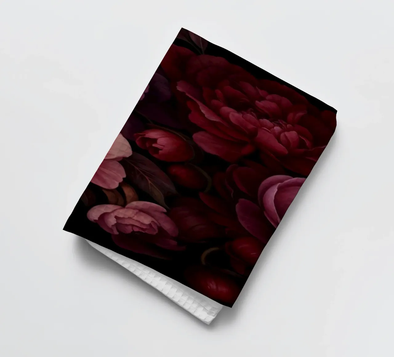 Grandezza vittoriana Fiori grandi rosso borgogna canovaccio da cucina da Andrea Haase Floral Passion