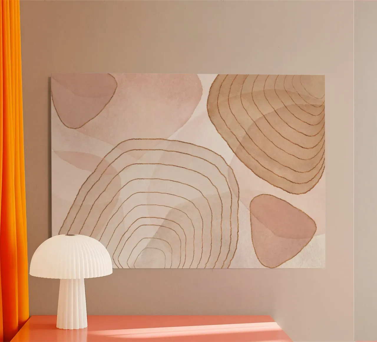 Stile Boho Mid Century Peach Blush pannello forex da Andrea Haase Modern Home