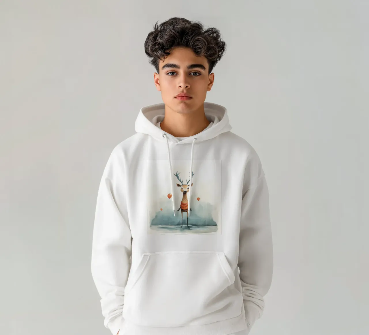 Cervo minimo 2 felpa con cappuccio da Minimal Animal Art