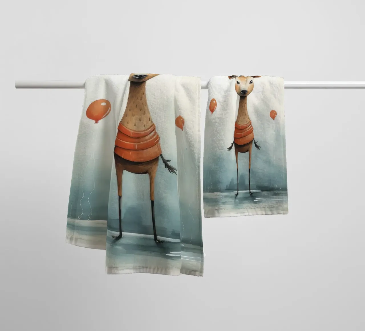 Cervo minimo 2 asciugamano da bagno da Minimal Animal Art