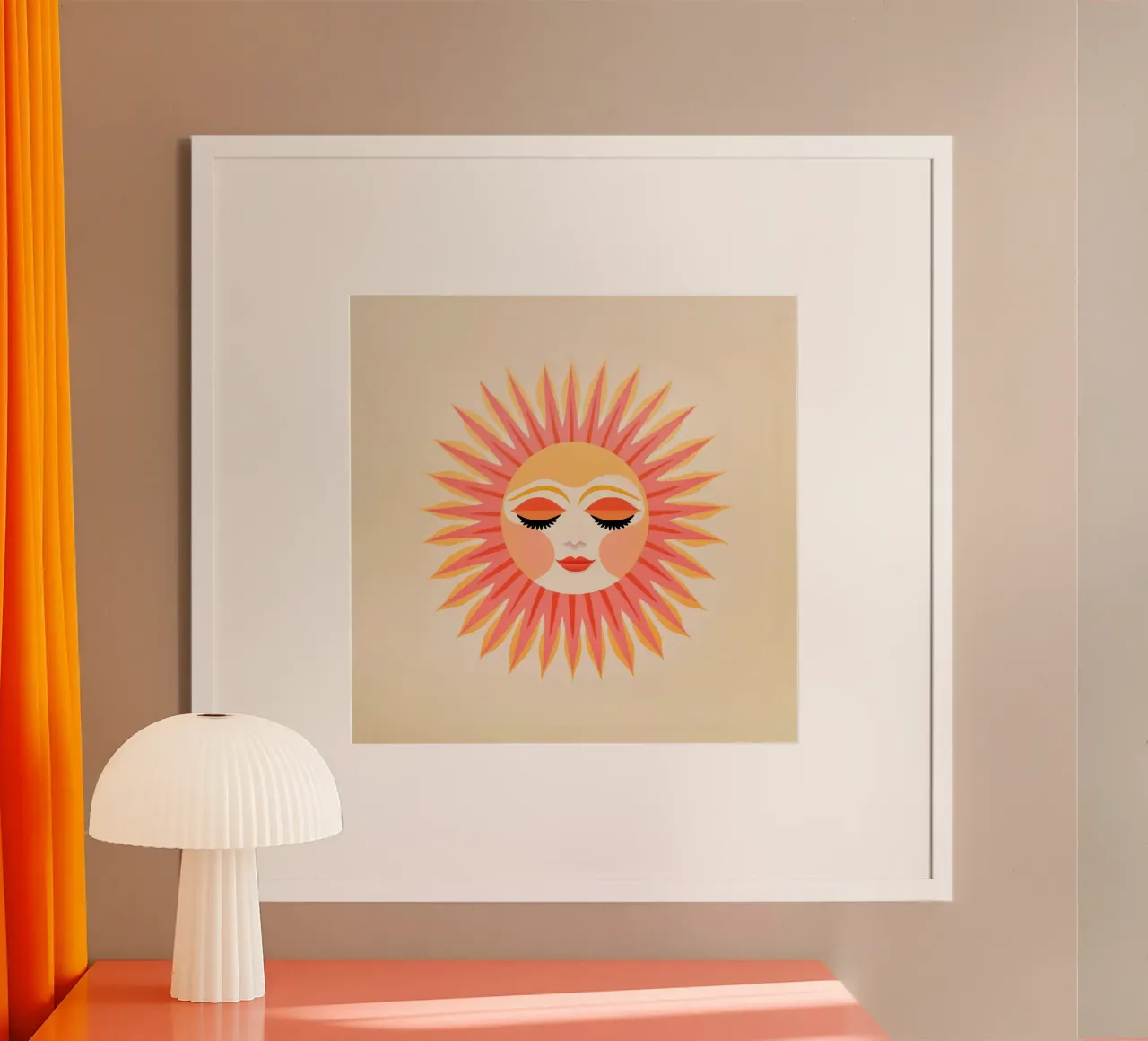 Volto solare stravagante poster con telaio in legno da Andrea Haase Modern Home