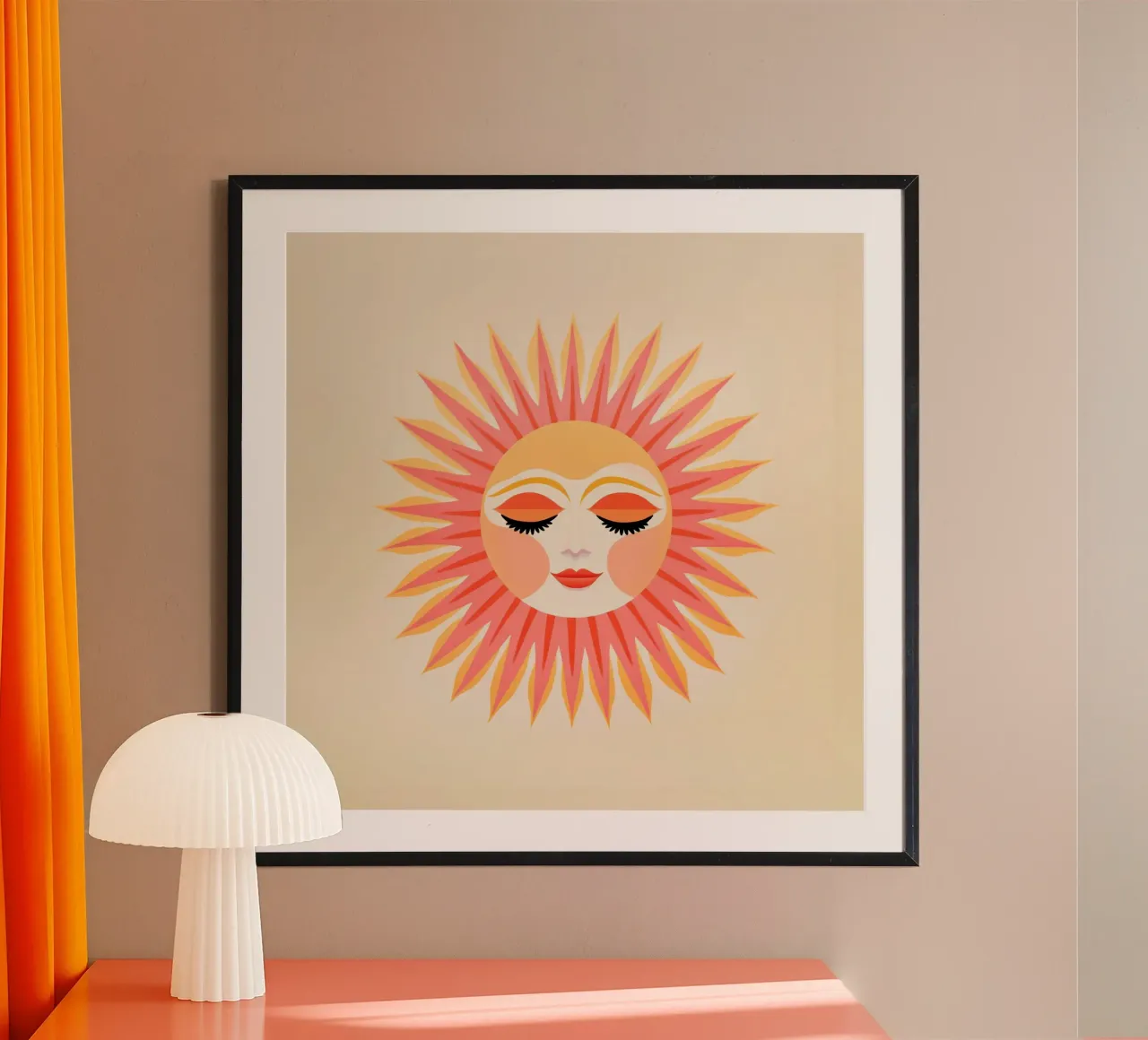 Volto solare stravagante poster con telaio in legno da Andrea Haase Modern Home