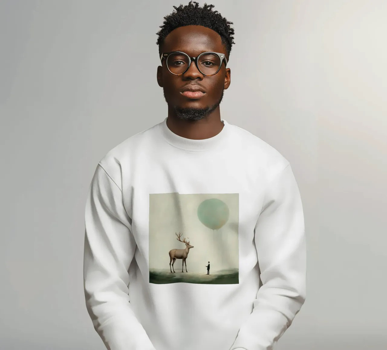 Cerf Minimal 3 sweat de Minimal Animal Art