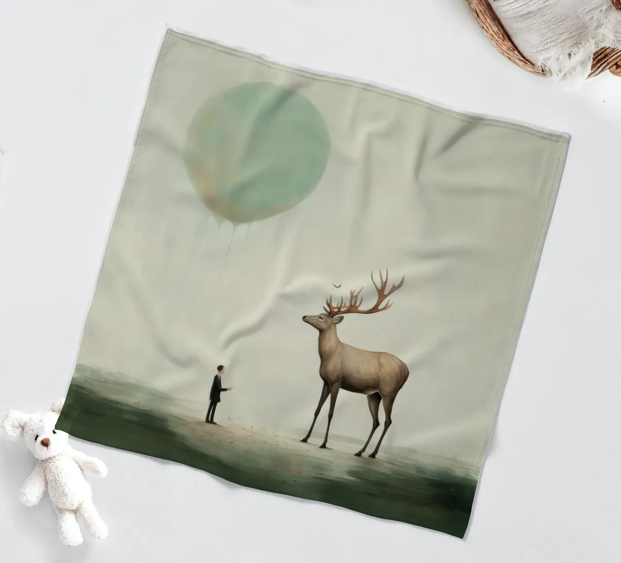 Cervo minimo 3 coperta in pile da Minimal Animal Art