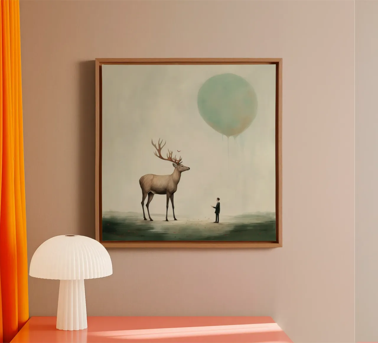 Cervo minimo 3 tela con Cornice a cassetta da Minimal Animal Art