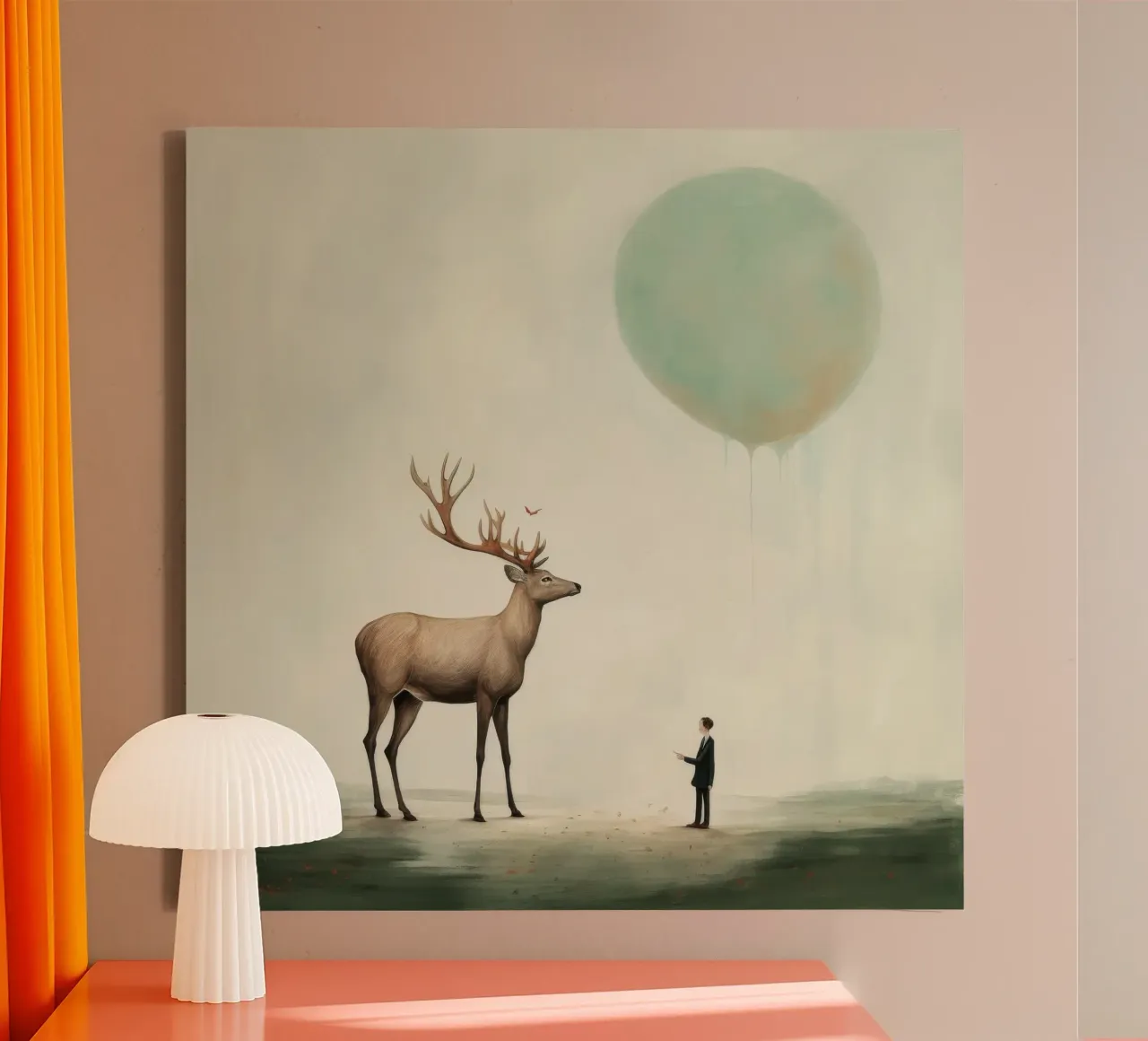 Cervo minimo 3 tela con Cornice a cassetta da Minimal Animal Art