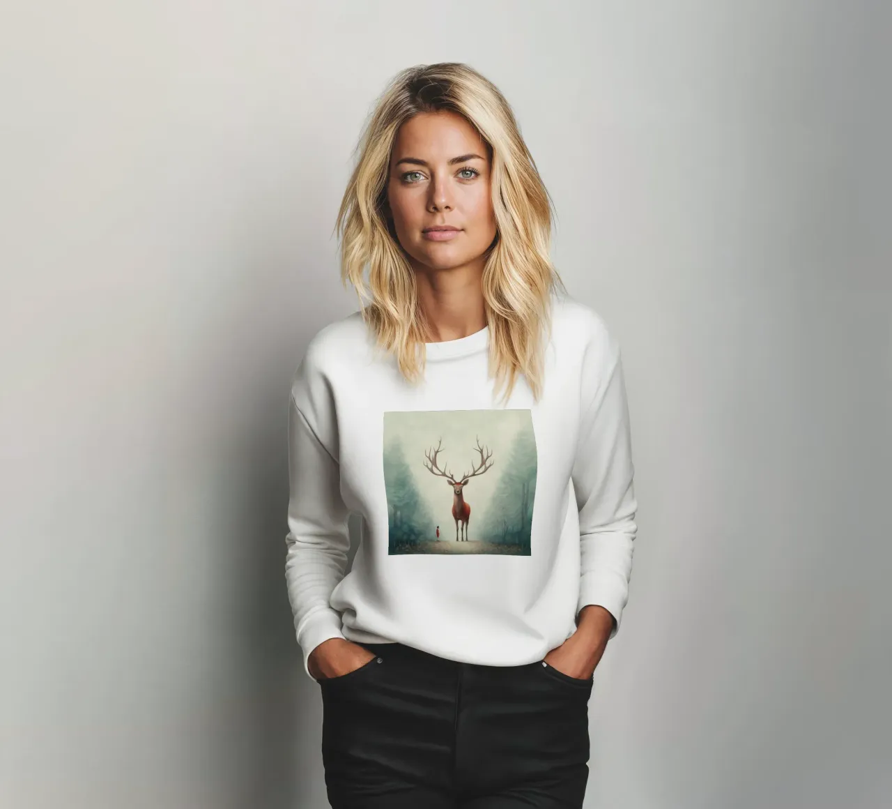 Ciervo mínimo 4 sudadera de Minimal Animal Art