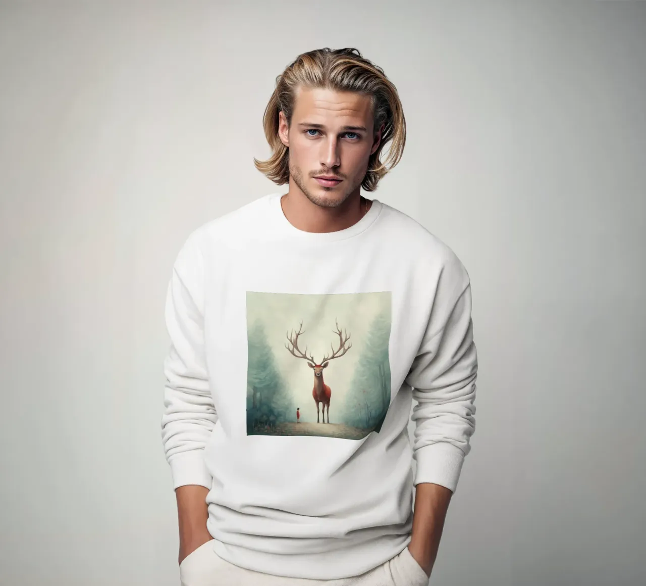 Cervo minimo 4 felpa da Minimal Animal Art