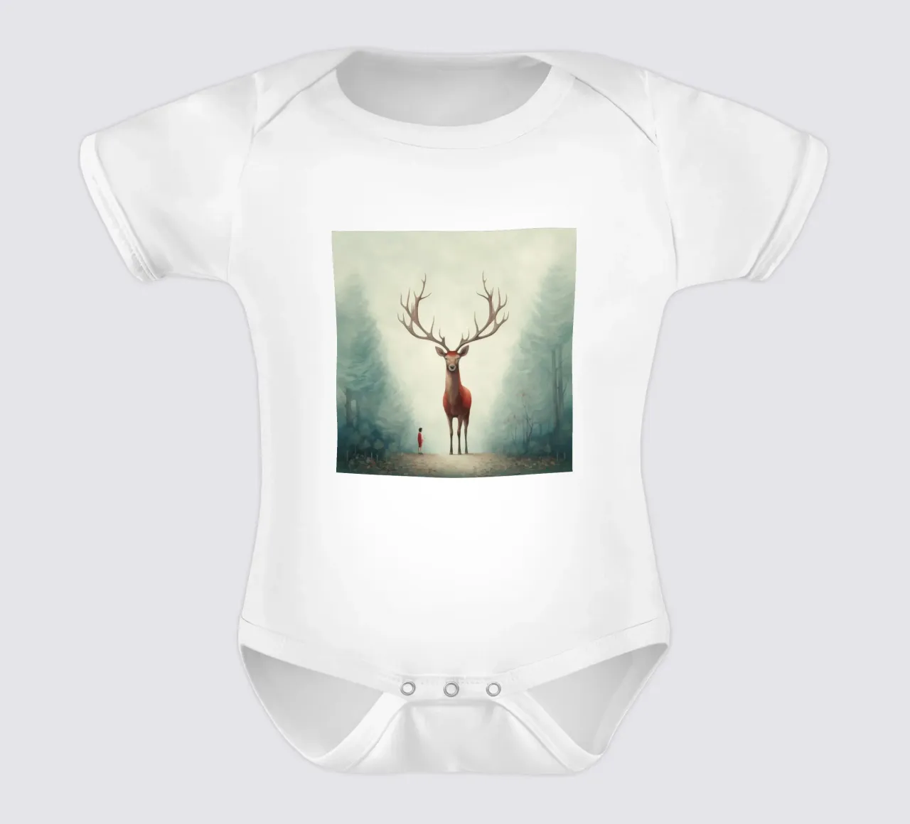 Cervo minimo 4 body neonato maniche corte da Minimal Animal Art