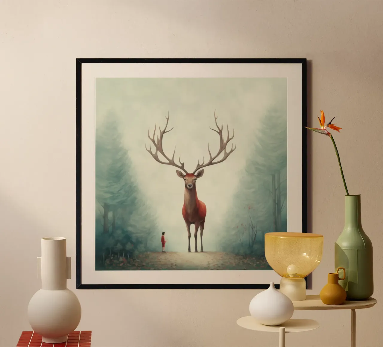 Cervo minimo 4 carta hahnemühle da Minimal Animal Art