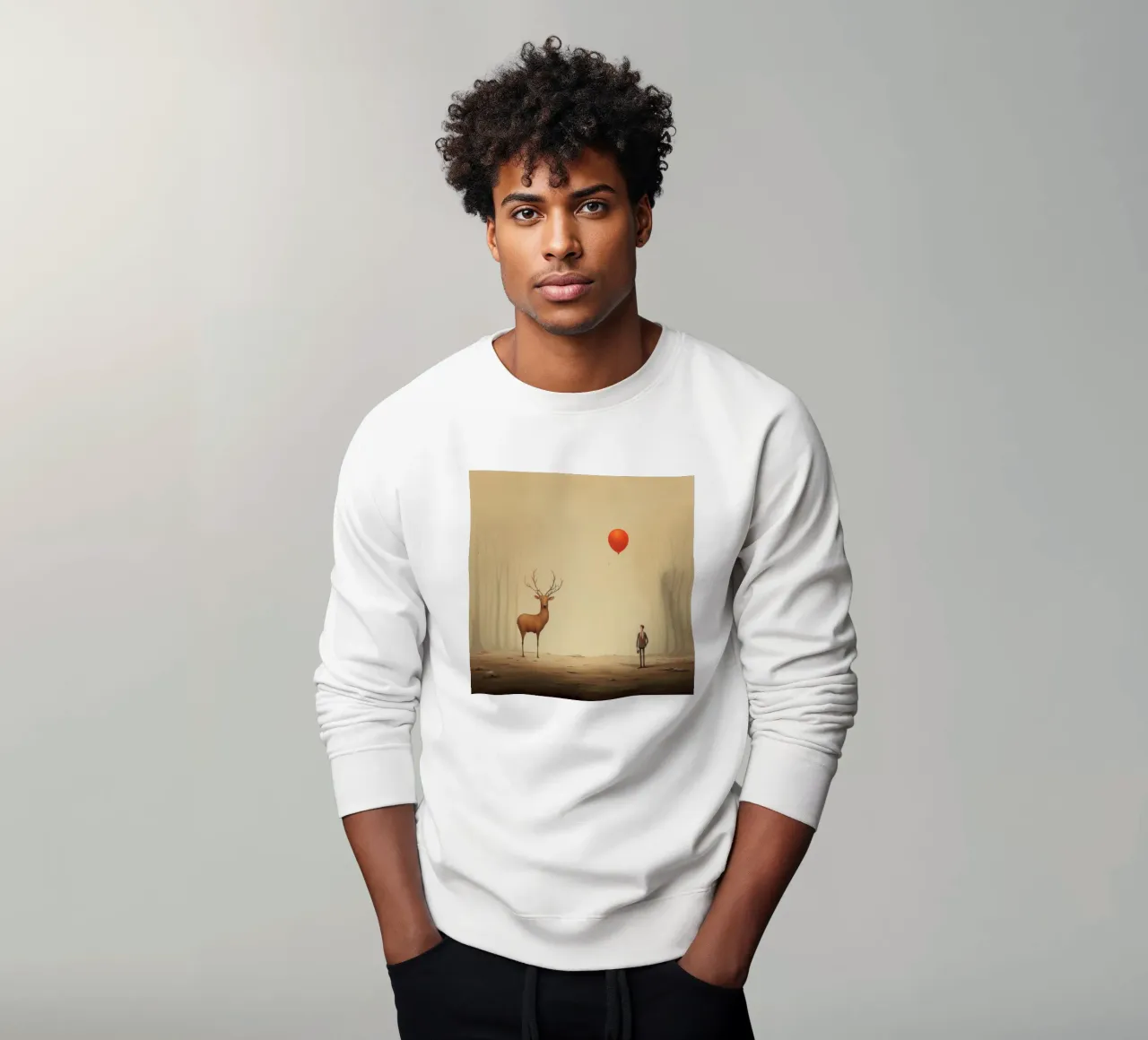 Minimal-Hirsch 1 Sweatshirt von Minimal Animal Art