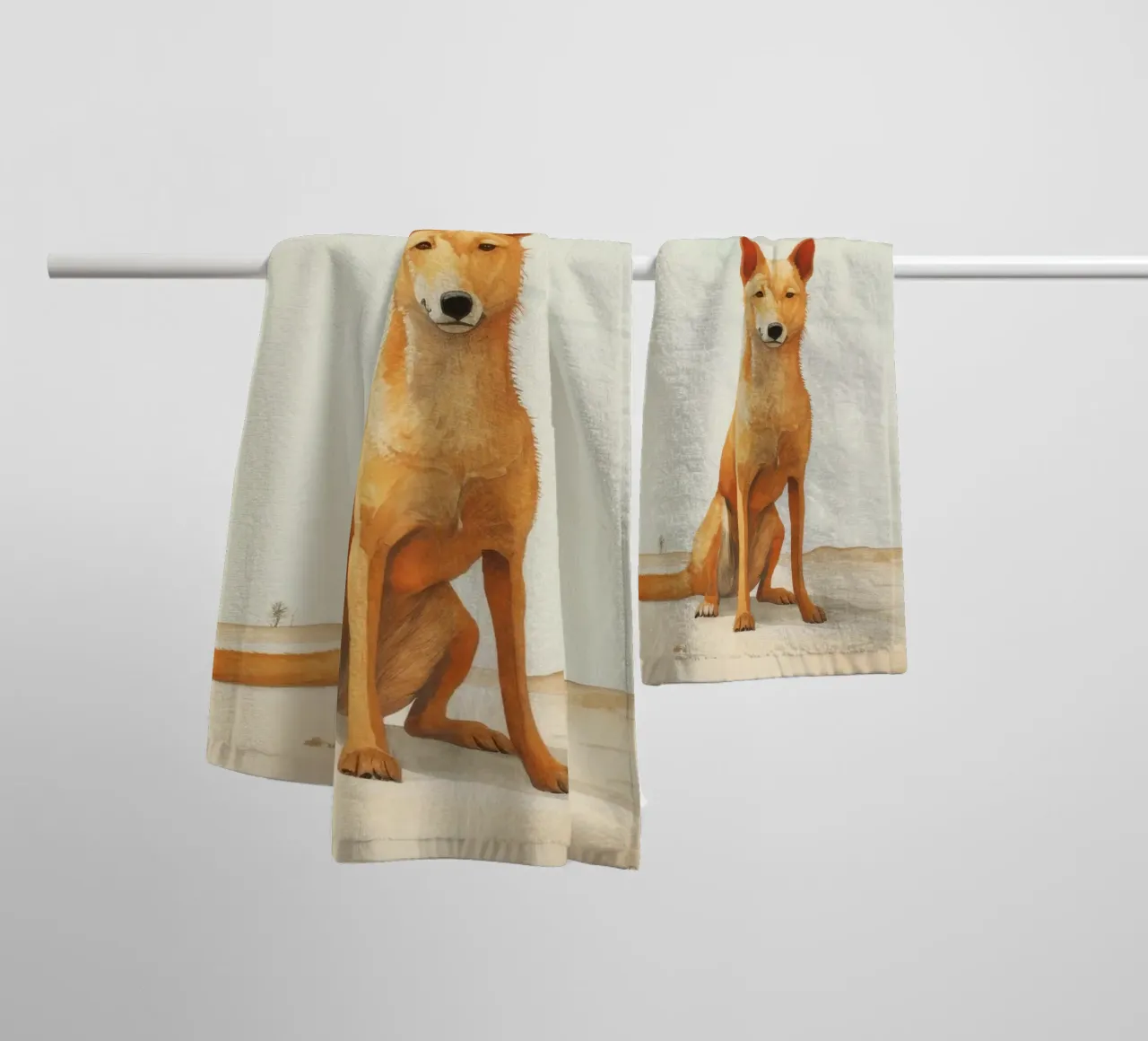 Minimal Dingo 2 towel by Minimal Animal Art