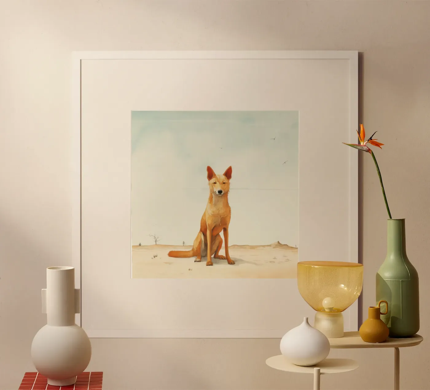 Minimal Dingo poster van Minimal Animal Art