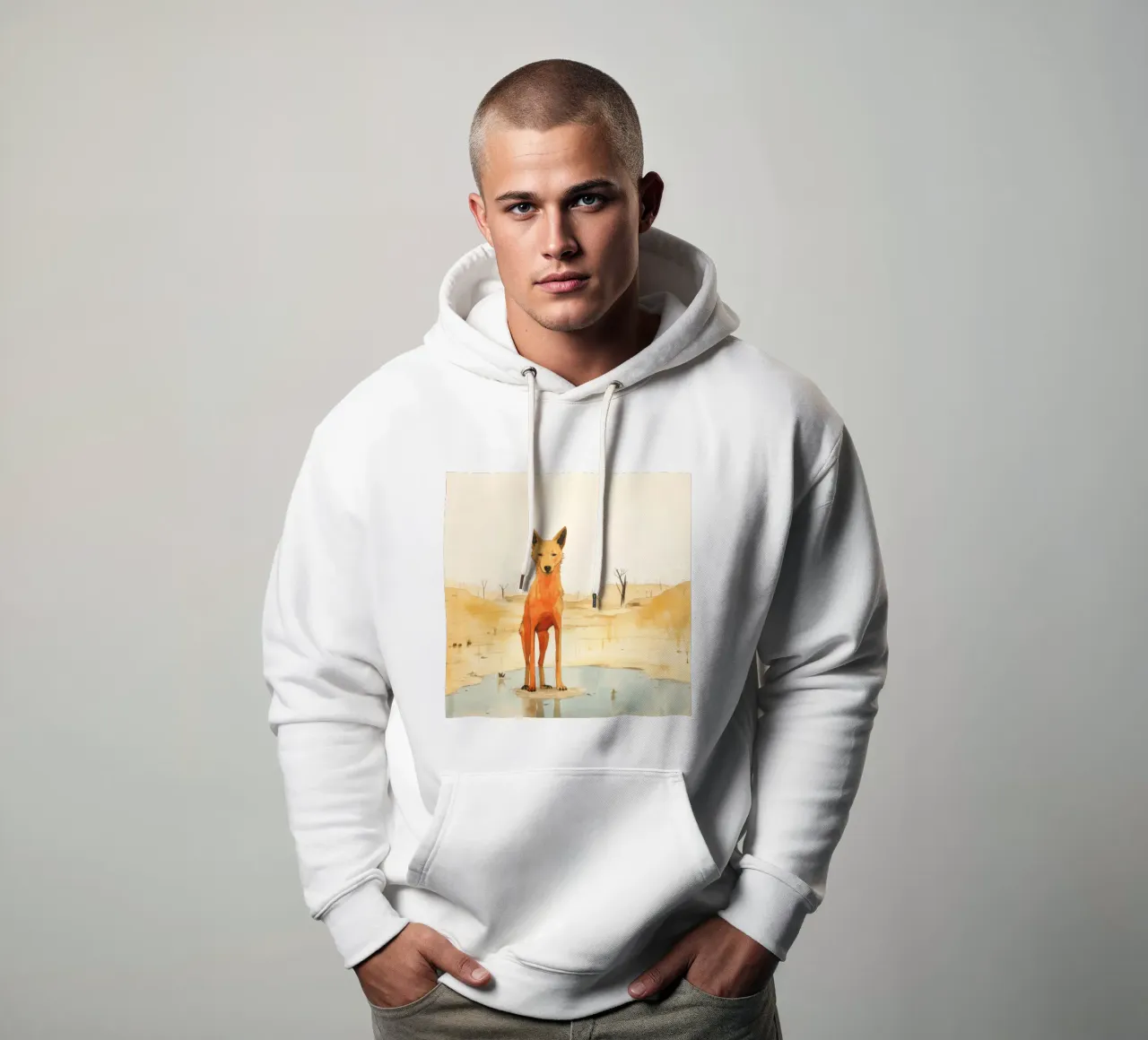 Minimal Dingo 4 felpa con cappuccio da Minimal Animal Art