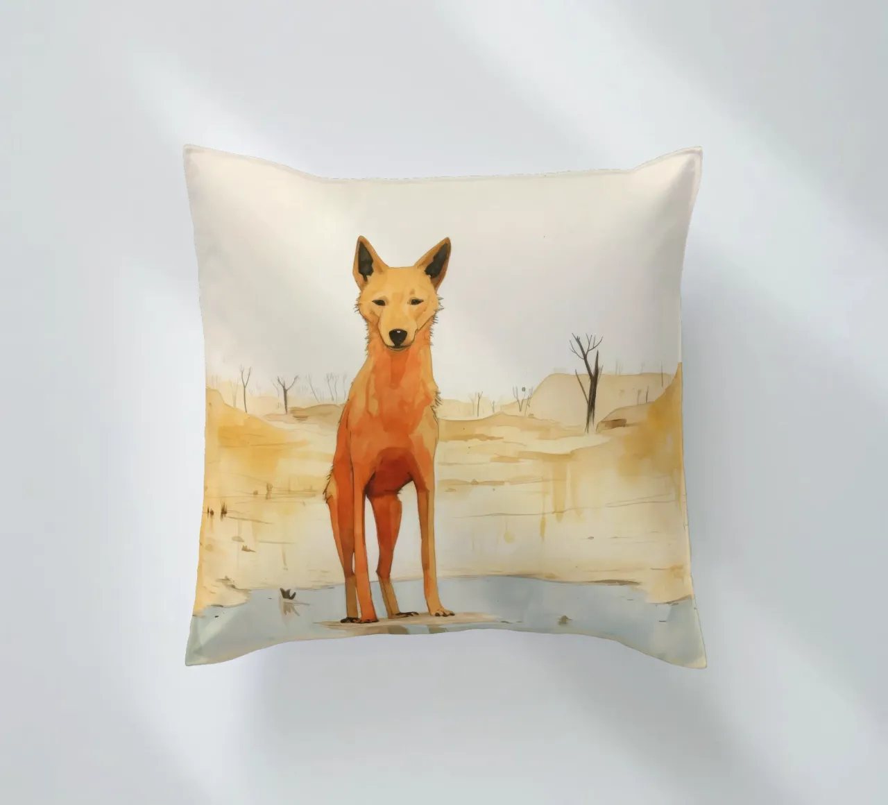 Minimal Dingo 4 cuscino da Minimal Animal Art