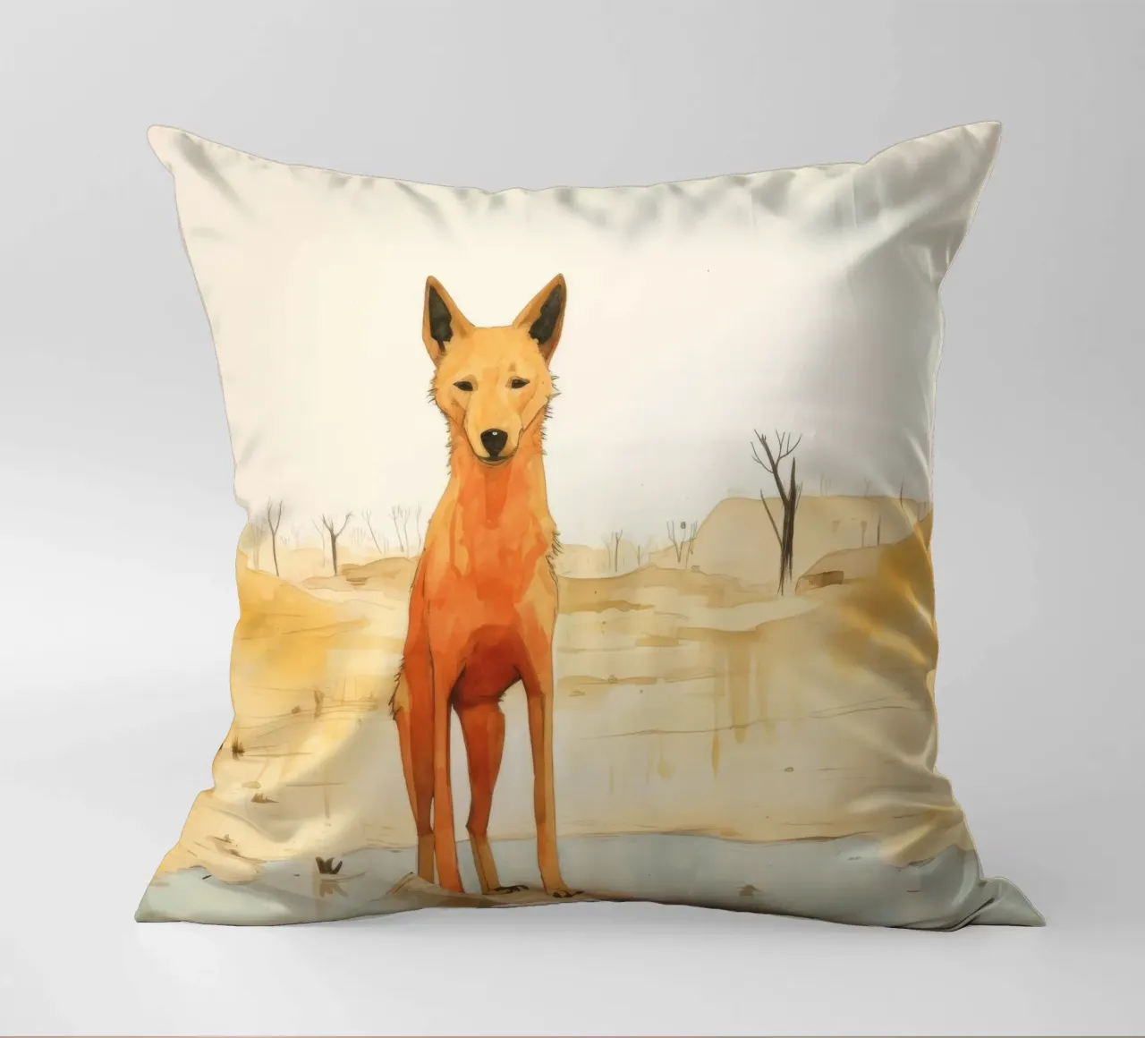 Minimal Dingo 4 cuscino da Minimal Animal Art