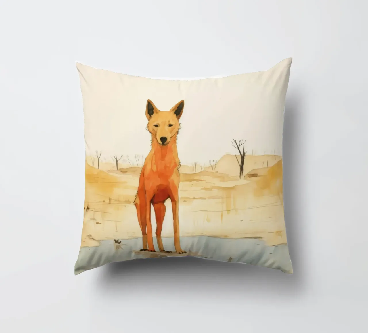 Minimal Dingo 4 cuscino da Minimal Animal Art