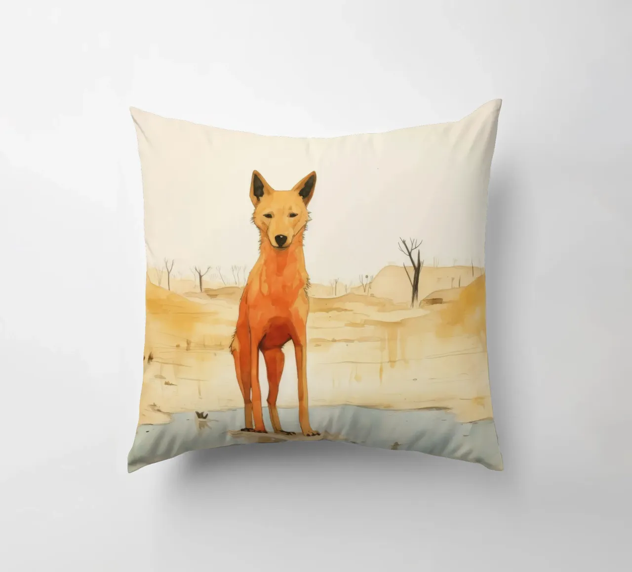 Minimal Dingo 4 cuscino da Minimal Animal Art
