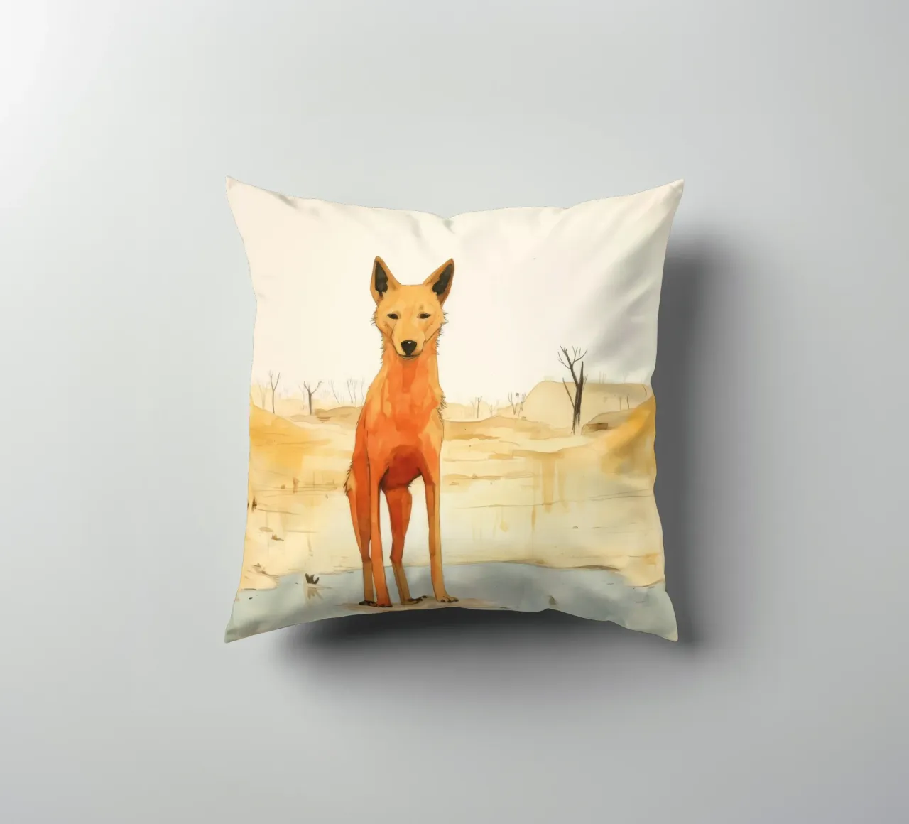Minimal Dingo 4 cuscino da Minimal Animal Art