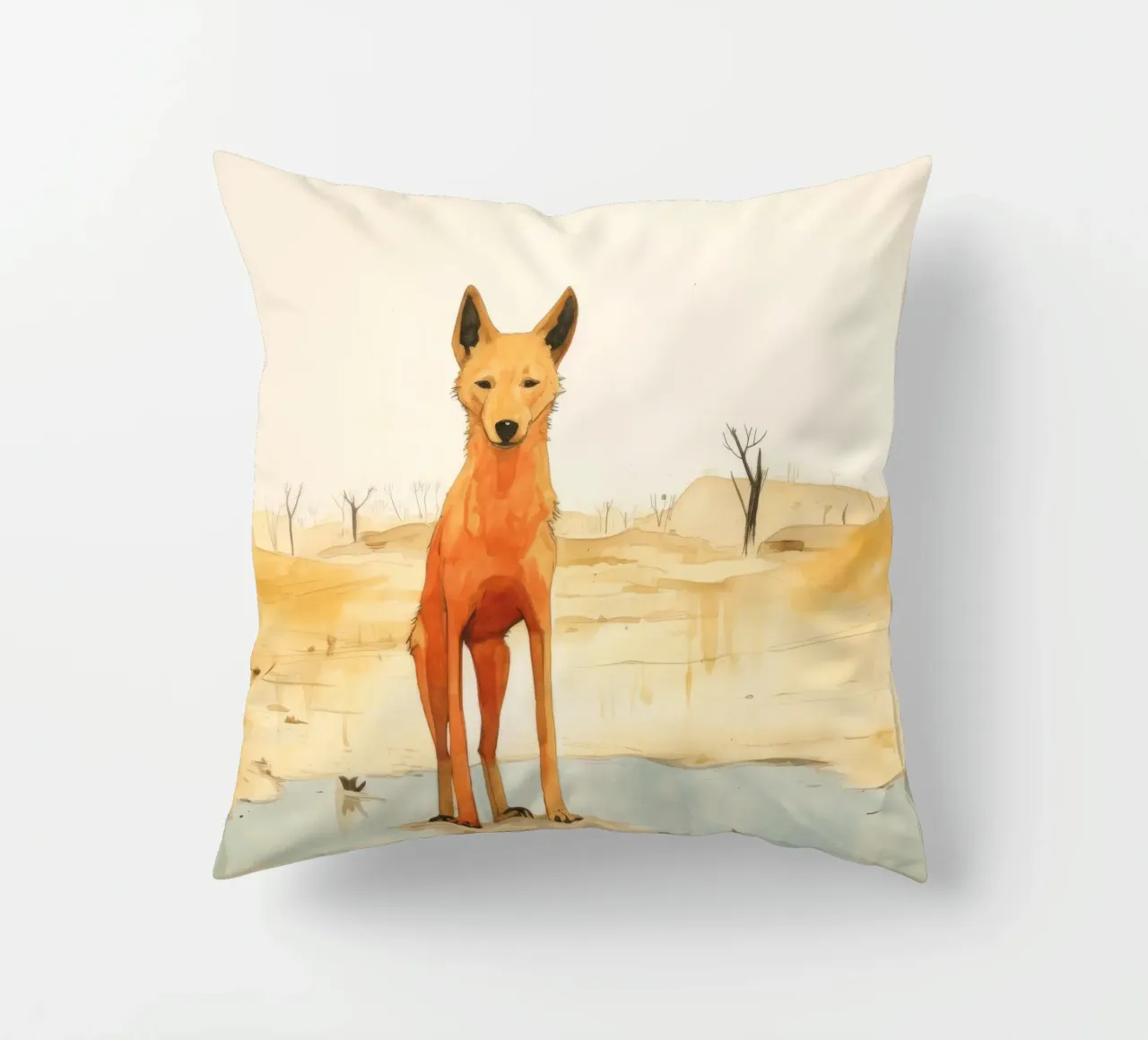 Minimal Dingo 4 cuscino da Minimal Animal Art